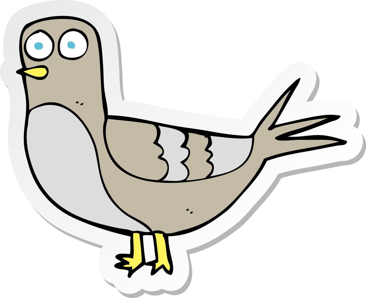 sticker of a cartoon pigeon vector