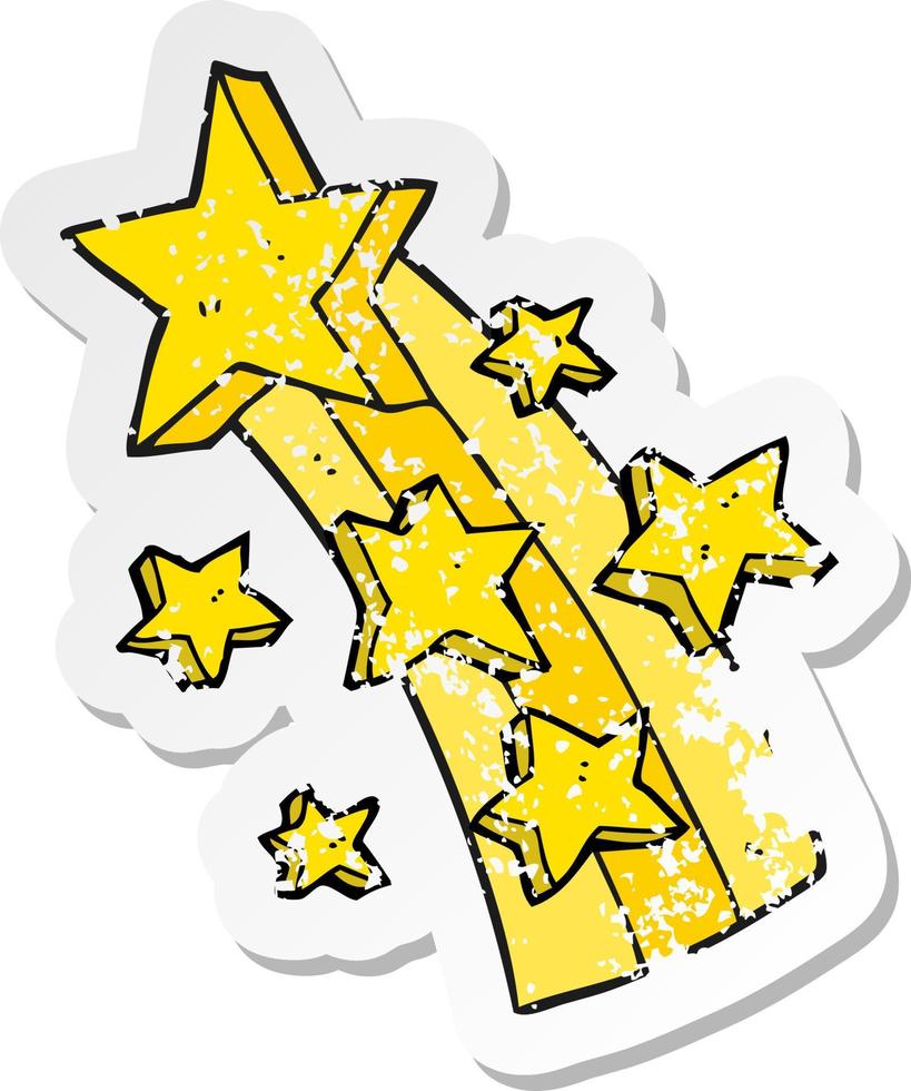 retro distressed sticker of a cartoon shooting star vector