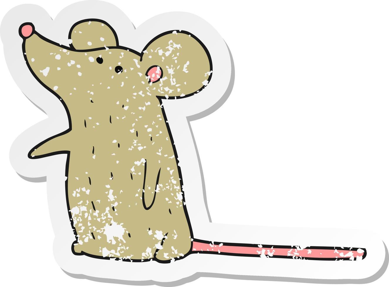 retro distressed sticker of a cartoon mouse vector