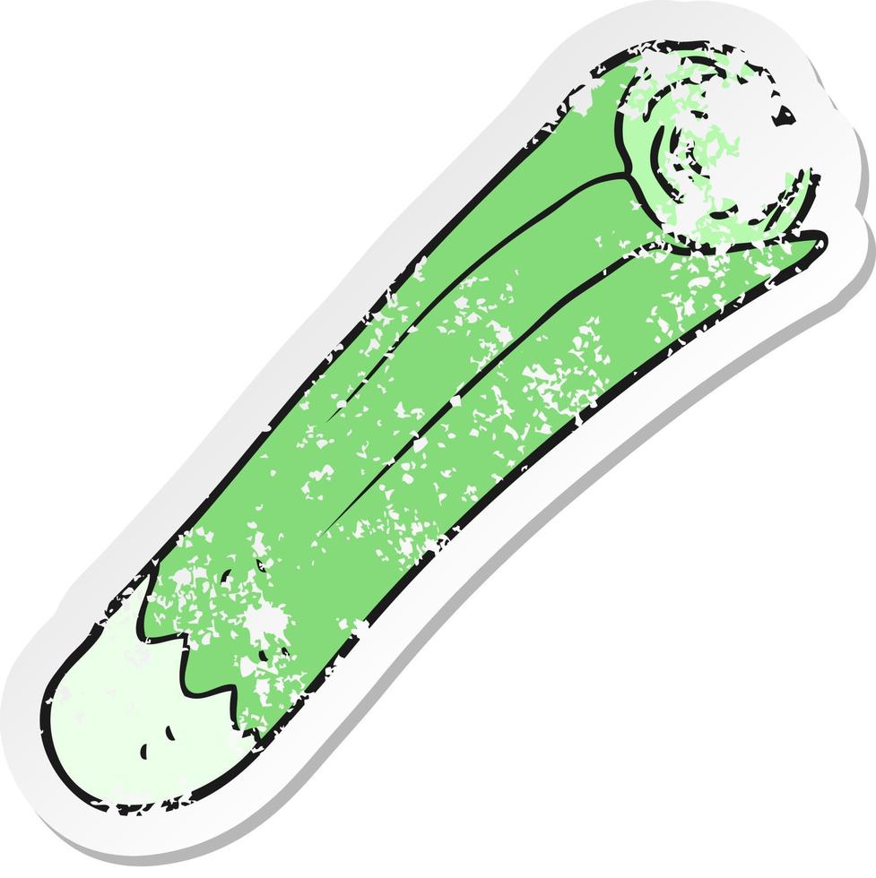 retro distressed sticker of a cartoon leek vector