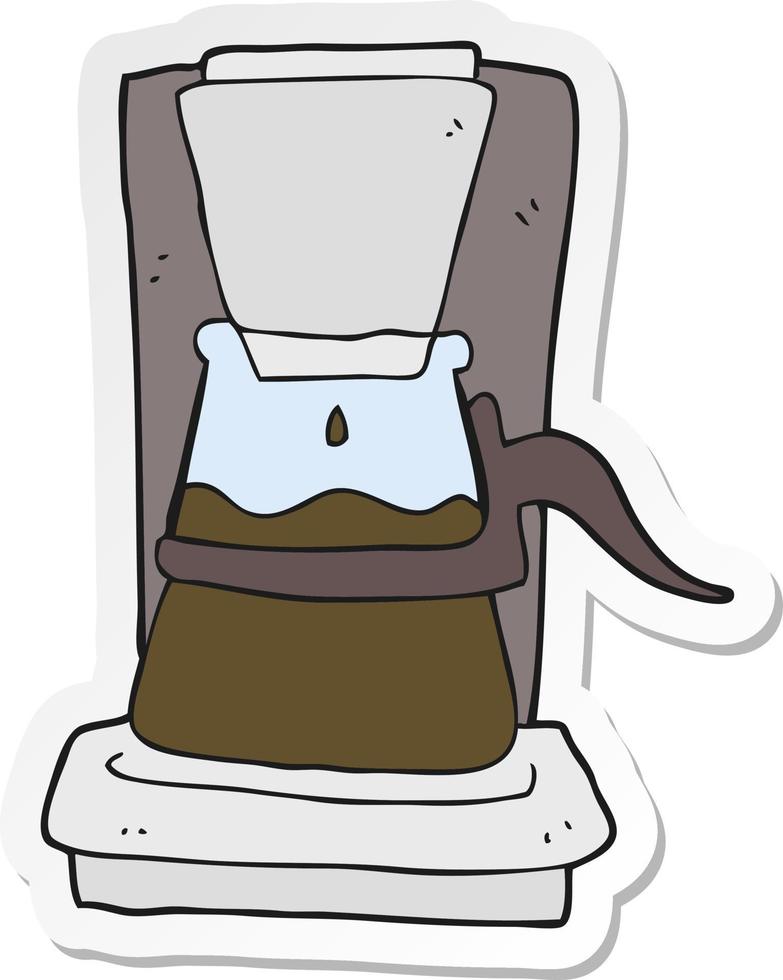 sticker of a cartoon drip filter coffee maker vector