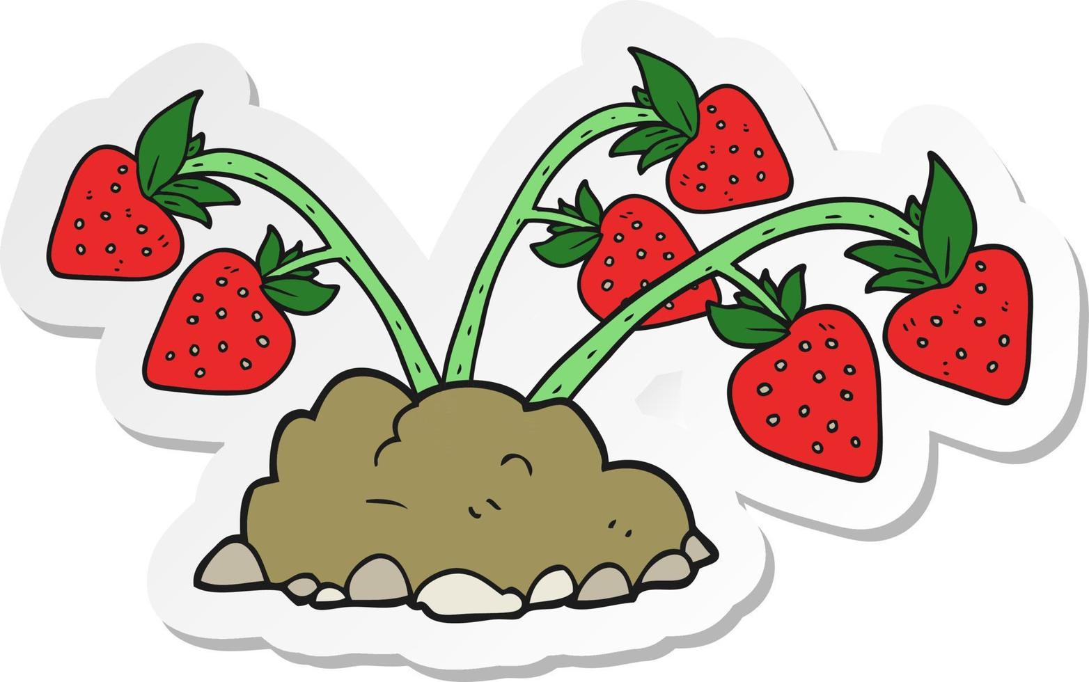 sticker of a cartoon strawberries vector