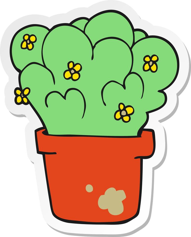 sticker of a cartoon plant vector