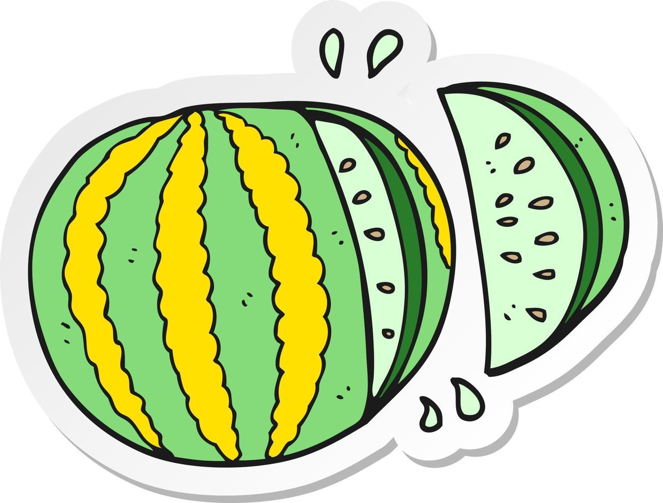 sticker of a cartoon watermelon vector