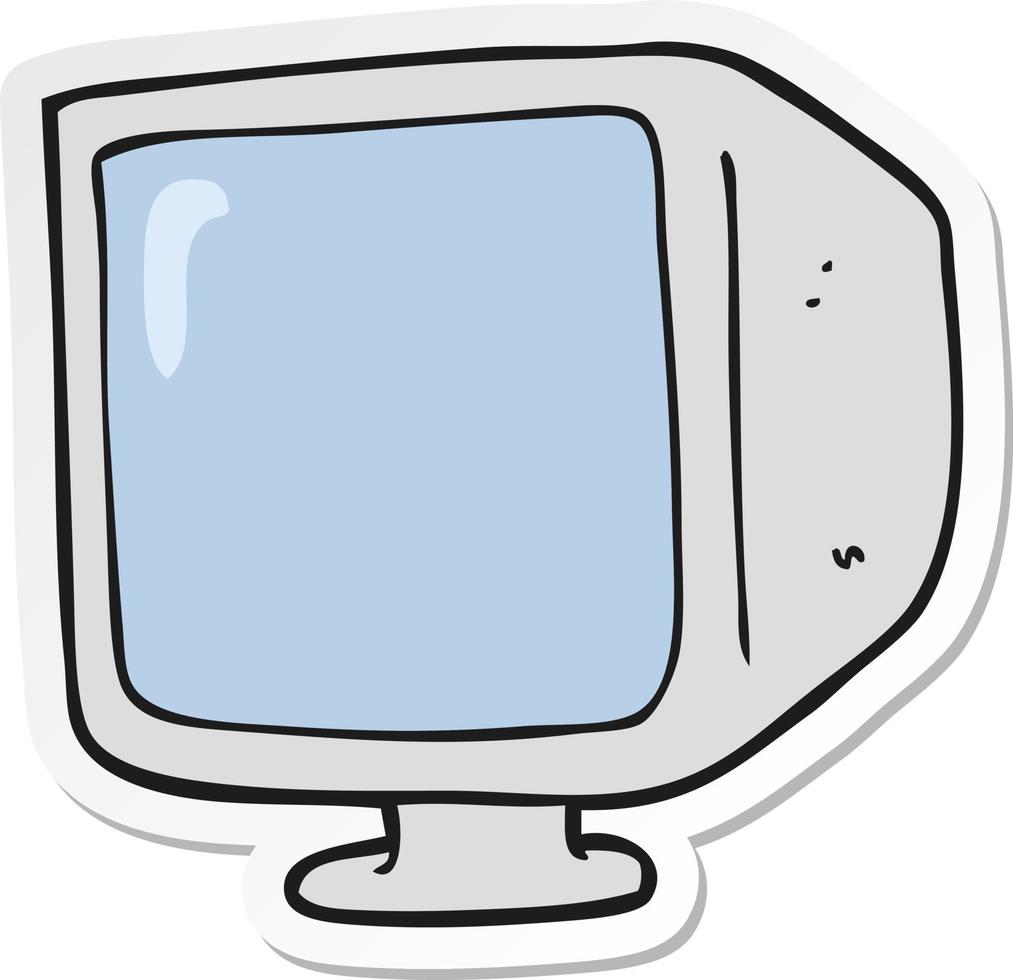 pegatina de un monitor de computadora antiguo de dibujos animados vector