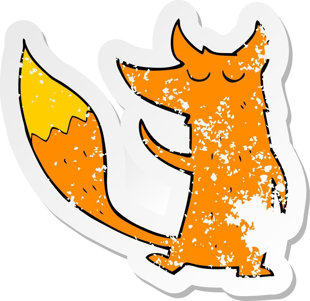 retro distressed sticker of a cartoon fox vector