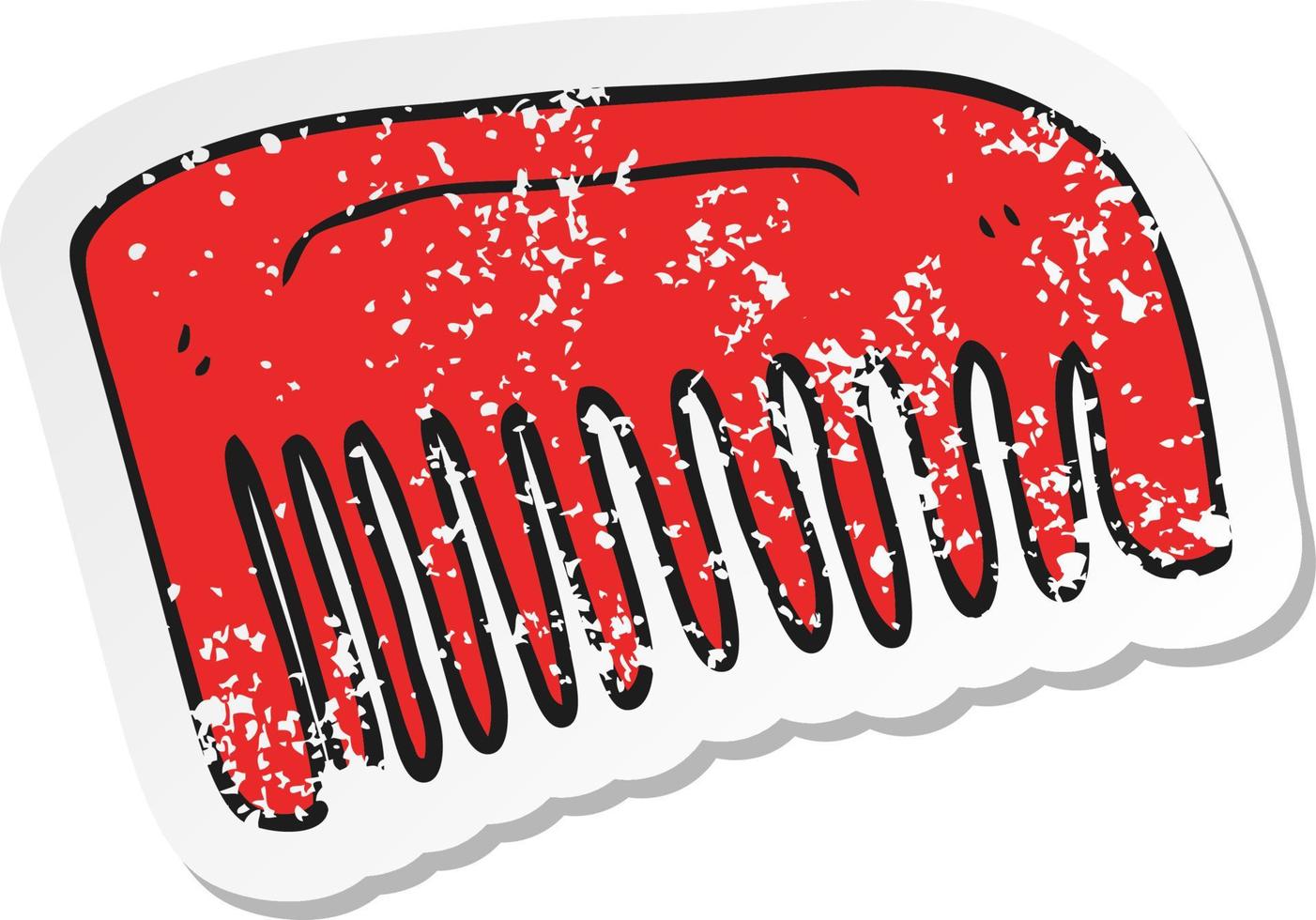 retro distressed sticker of a cartoon comb vector