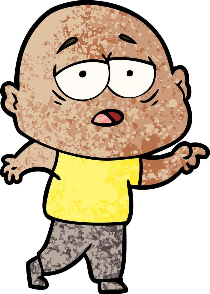 cartoon tired bald man vector