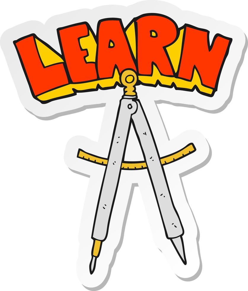 sticker of a cartoon maths compass vector