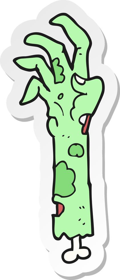 sticker of a cartoon zombie arm vector