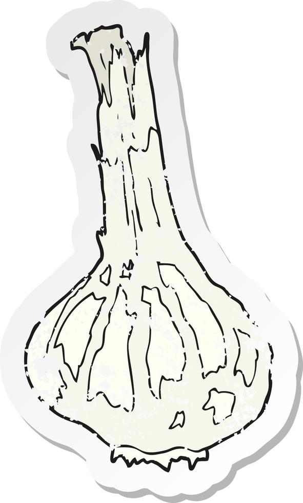 retro distressed sticker of a cartoon garlic vector