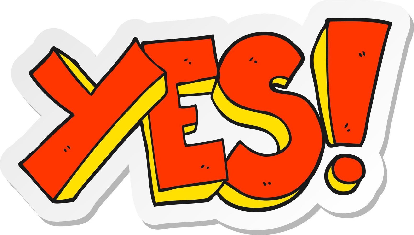 sticker of a cartoon yes symbol vector