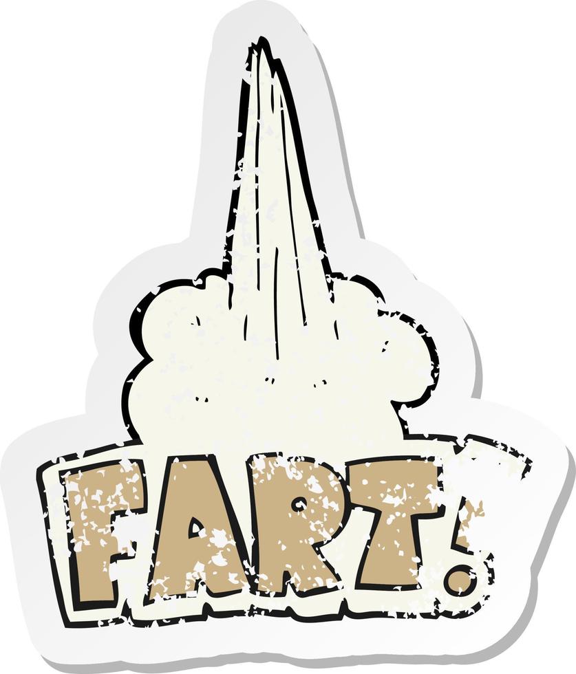 retro distressed sticker of a cartoon fart symbol vector