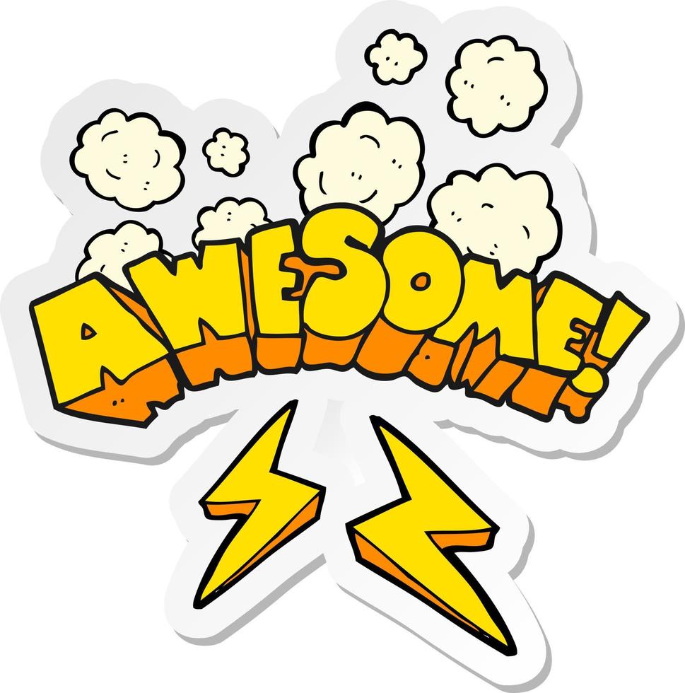 sticker of a cartoon word awesome vector