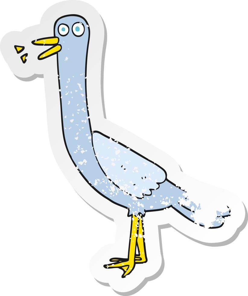 retro distressed sticker of a cartoon bird vector