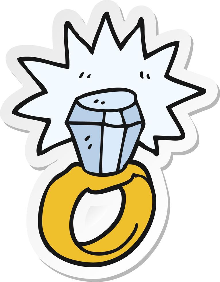 sticker of a cartoon diamond ring vector