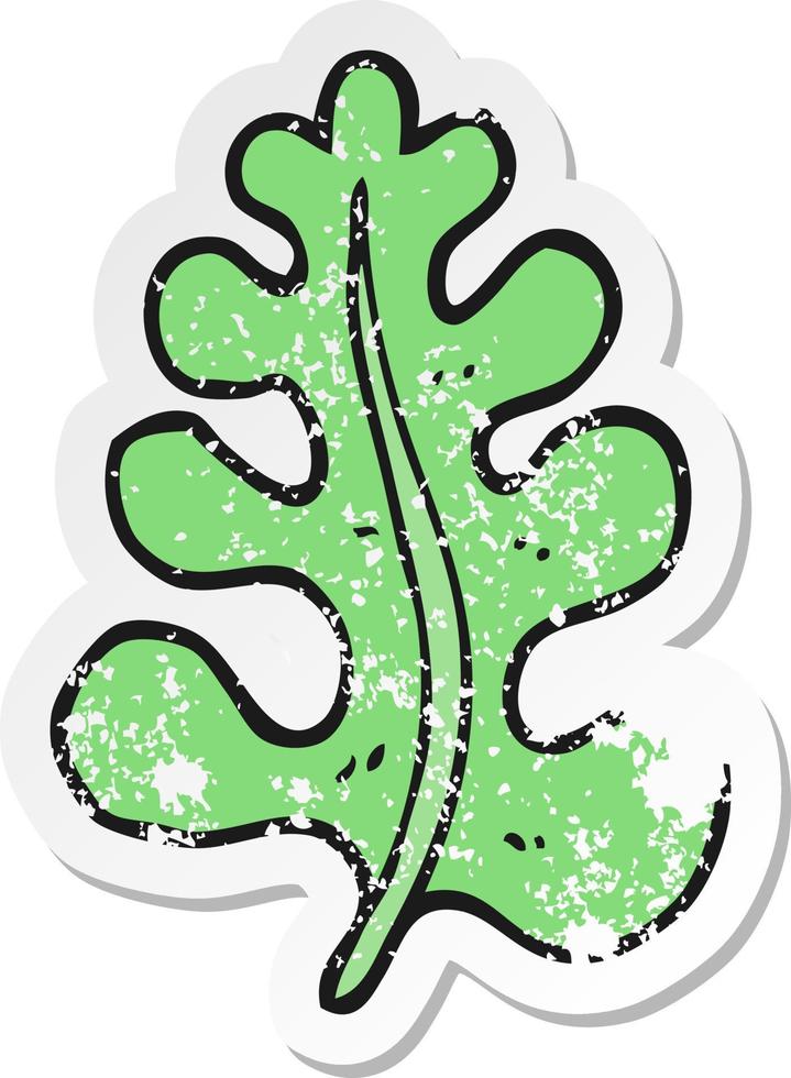 retro distressed sticker of a cartoon leaf vector