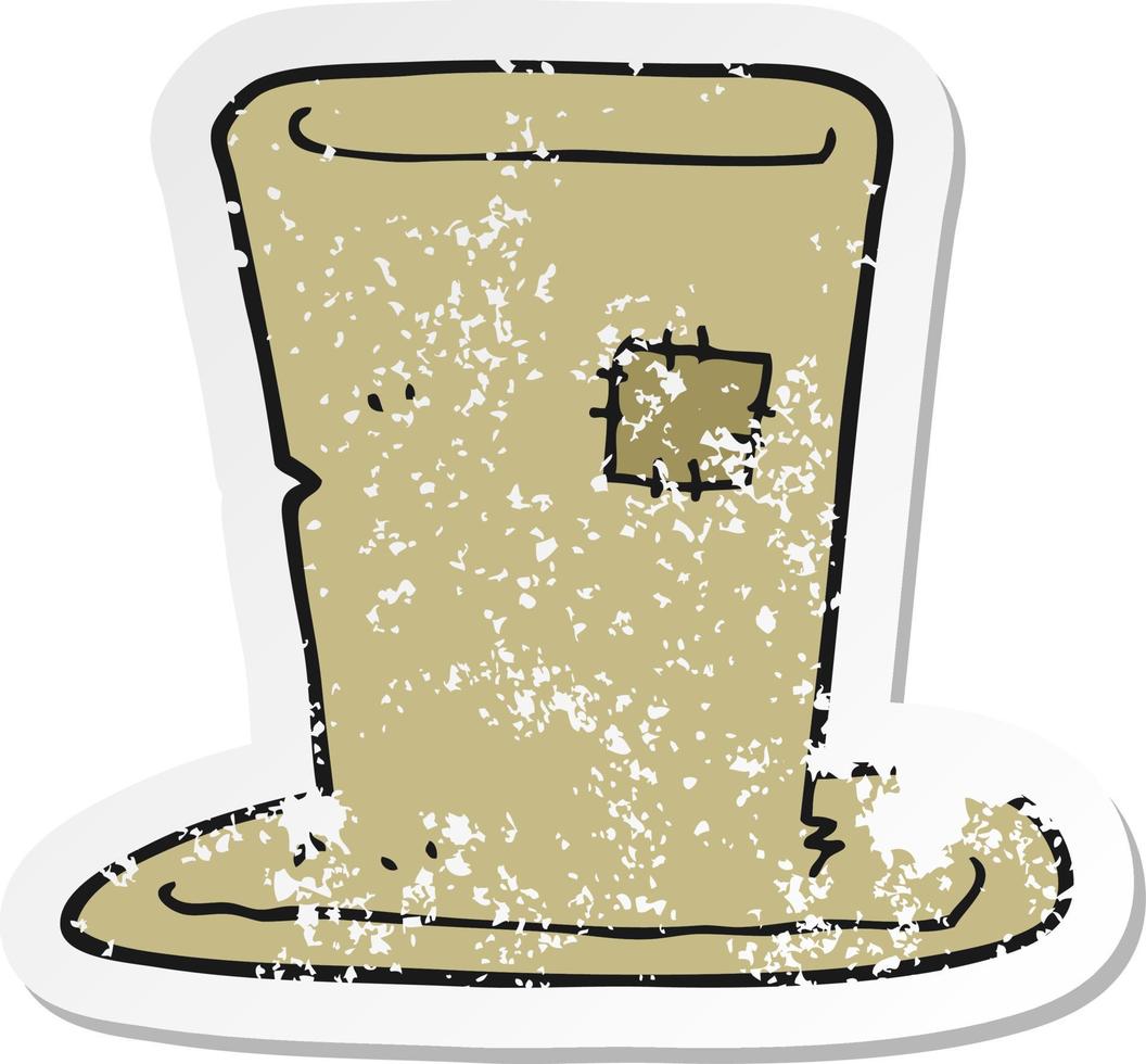 retro distressed sticker of a cartoon tramp top hat vector