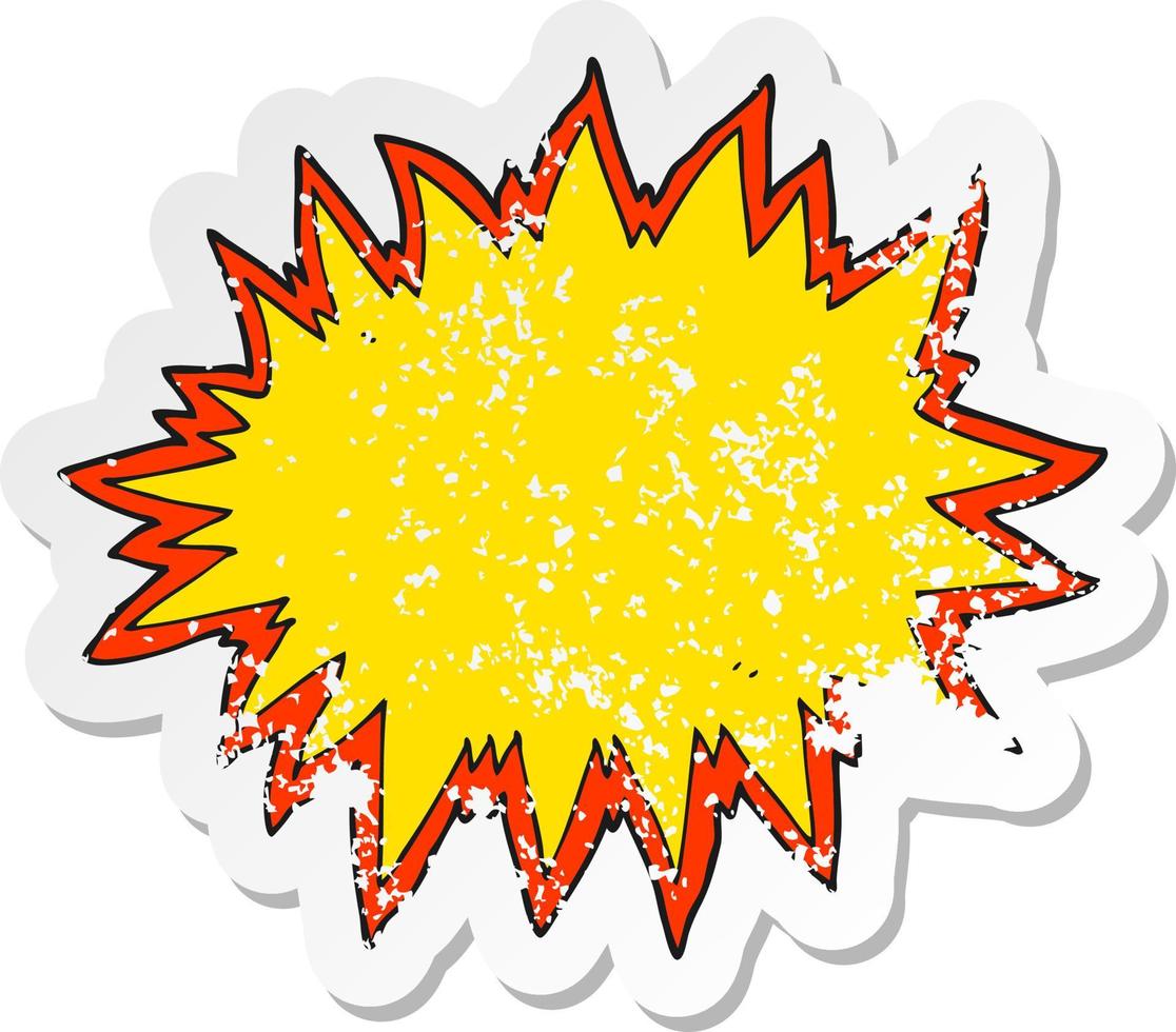 pegatina retro angustiada de un signo de explosión de dibujos animados vector