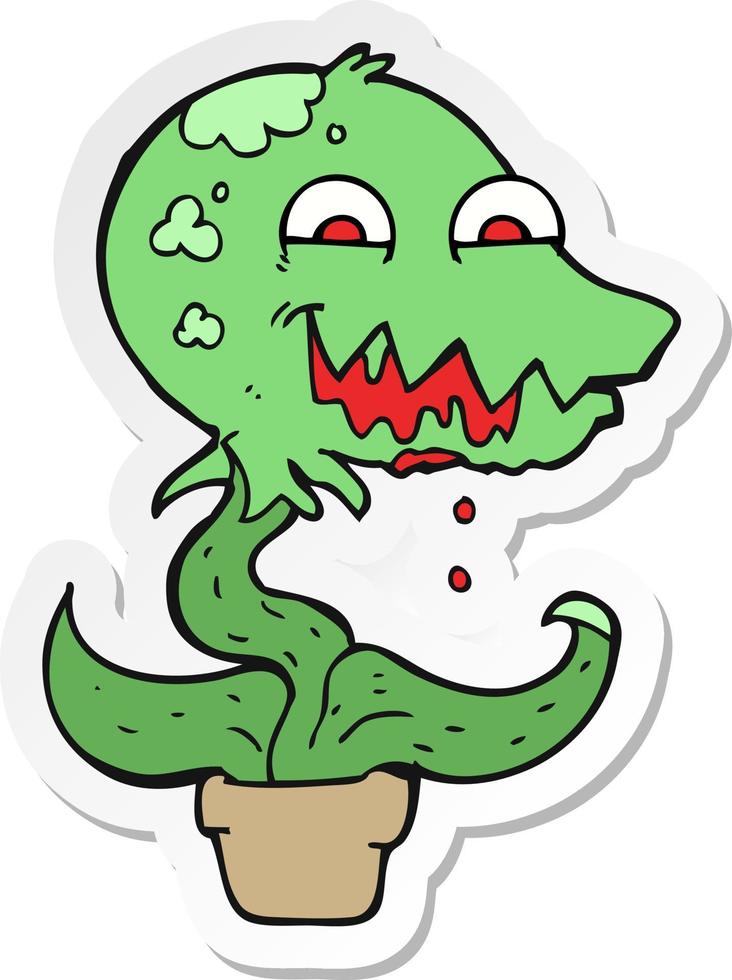 sticker of a cartoon monster plant vector