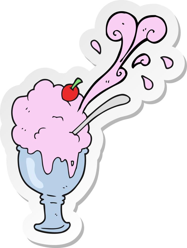 sticker of a cartoon ice cream vector
