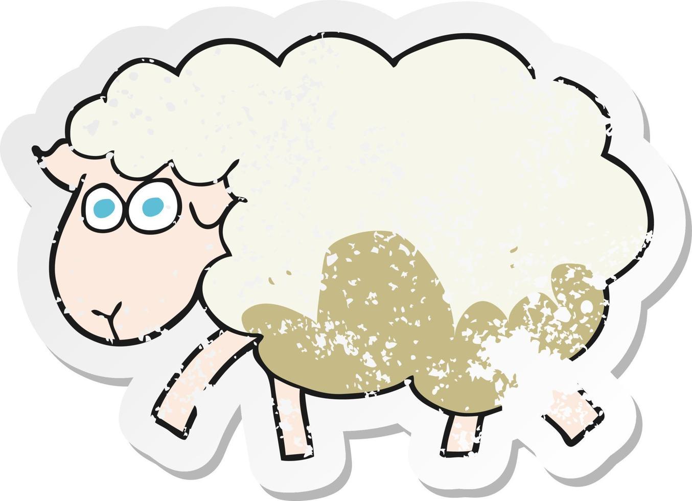 retro distressed sticker of a cartoon muddy sheep vector