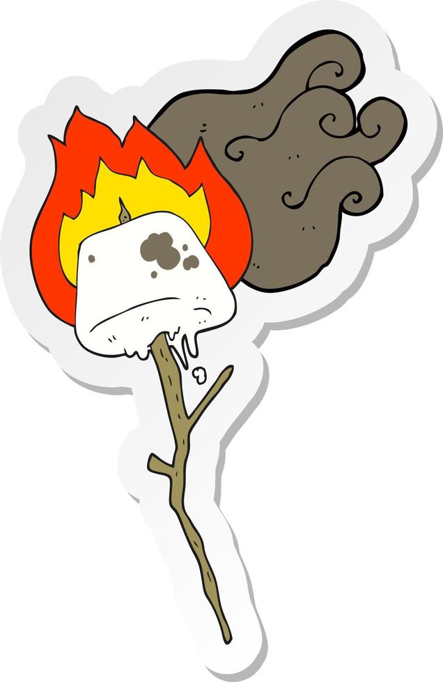 sticker of a cartoon toasted marshmallow vector