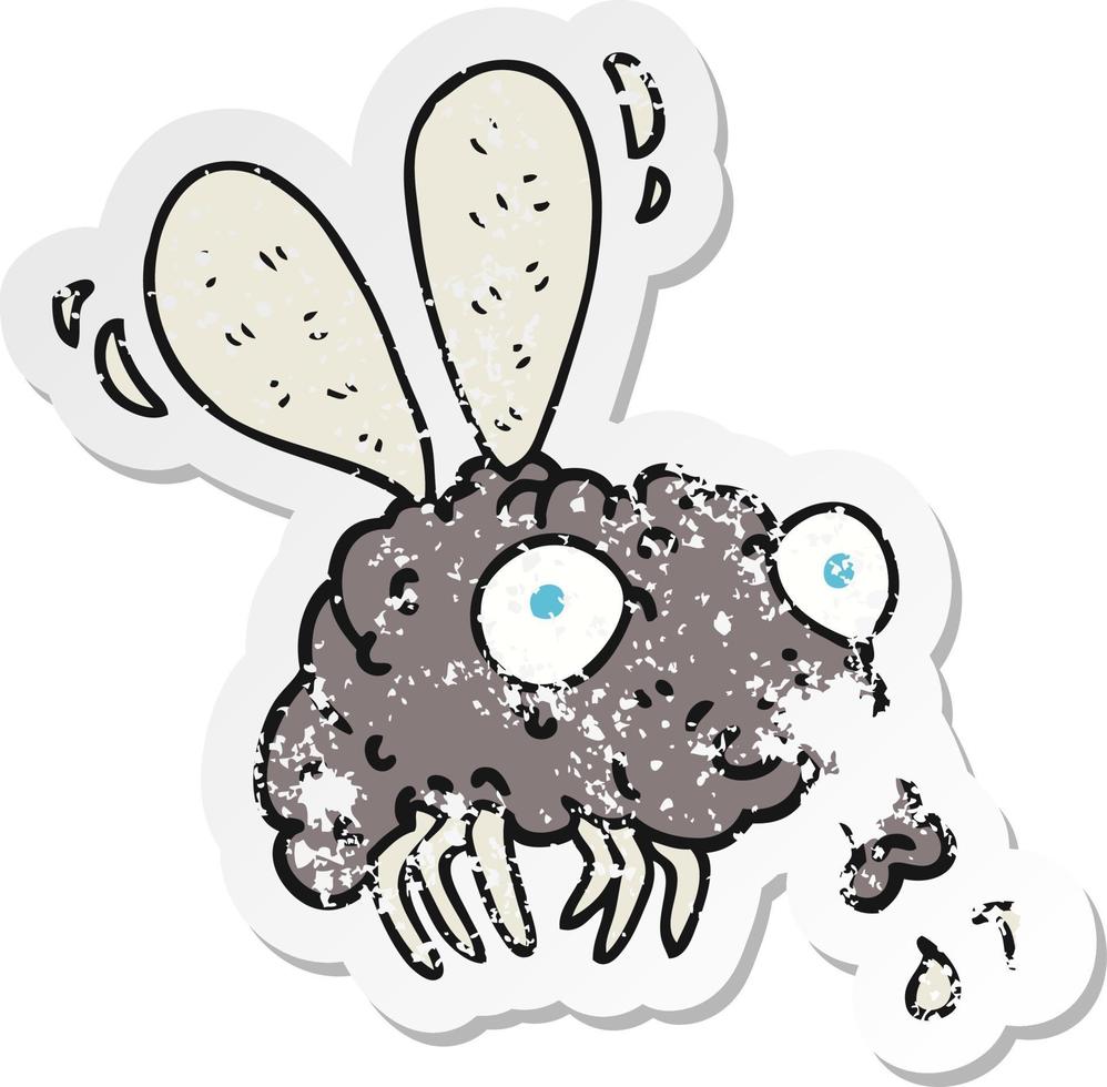 retro distressed sticker of a cartoon fly vector