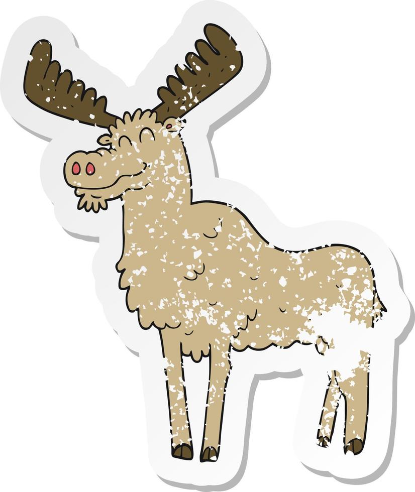 retro distressed sticker of a cartoon moose vector