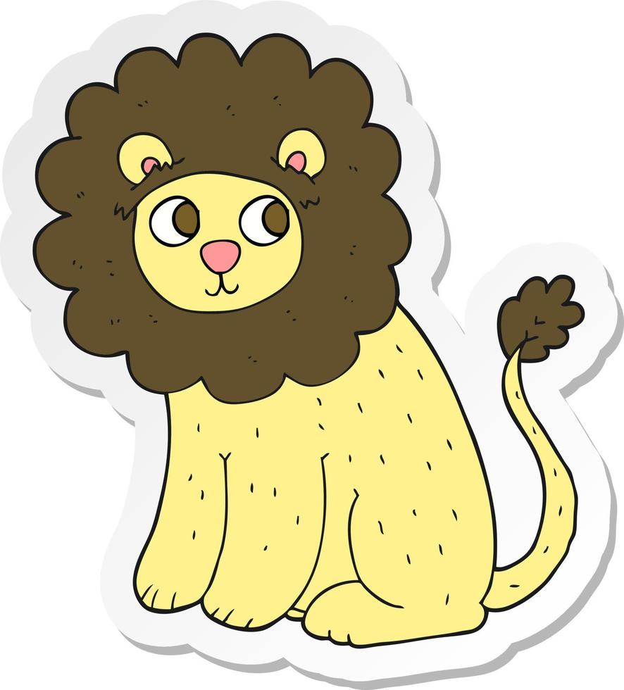 sticker of a cartoon cute lion vector