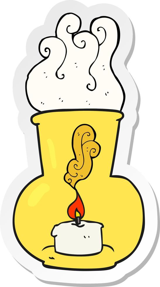 sticker of a cartoon old glass lantern with candle vector