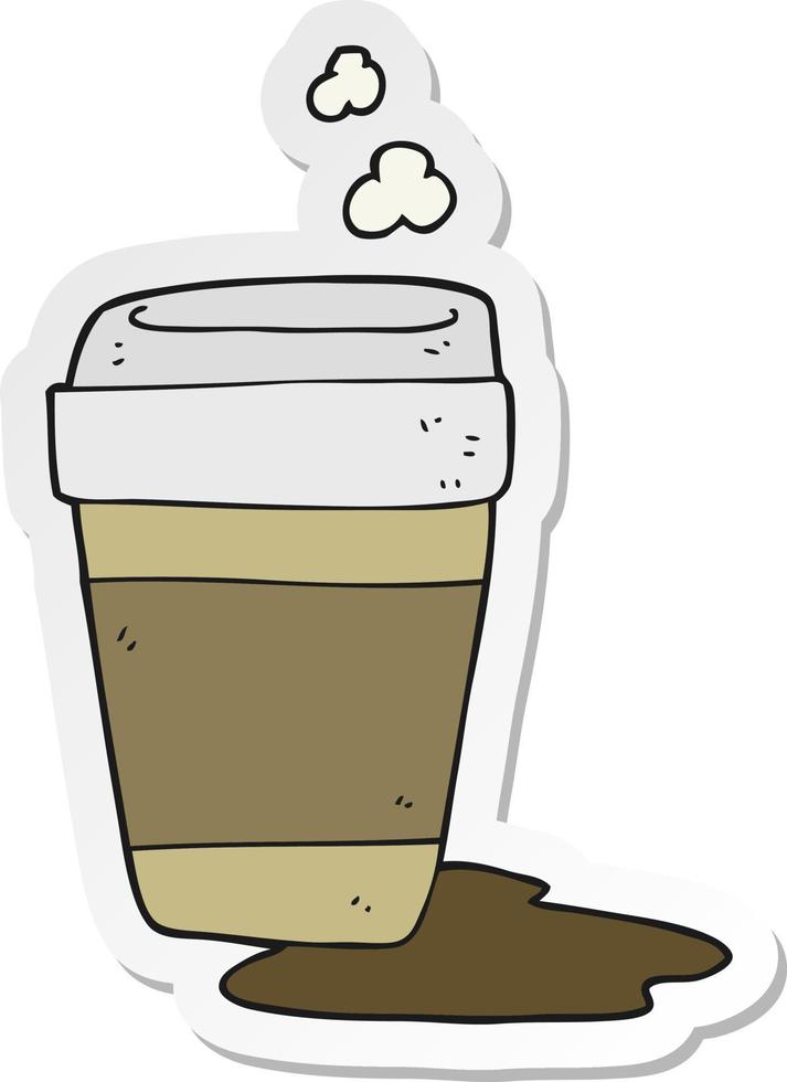 sticker of a cartoon coffee cup vector