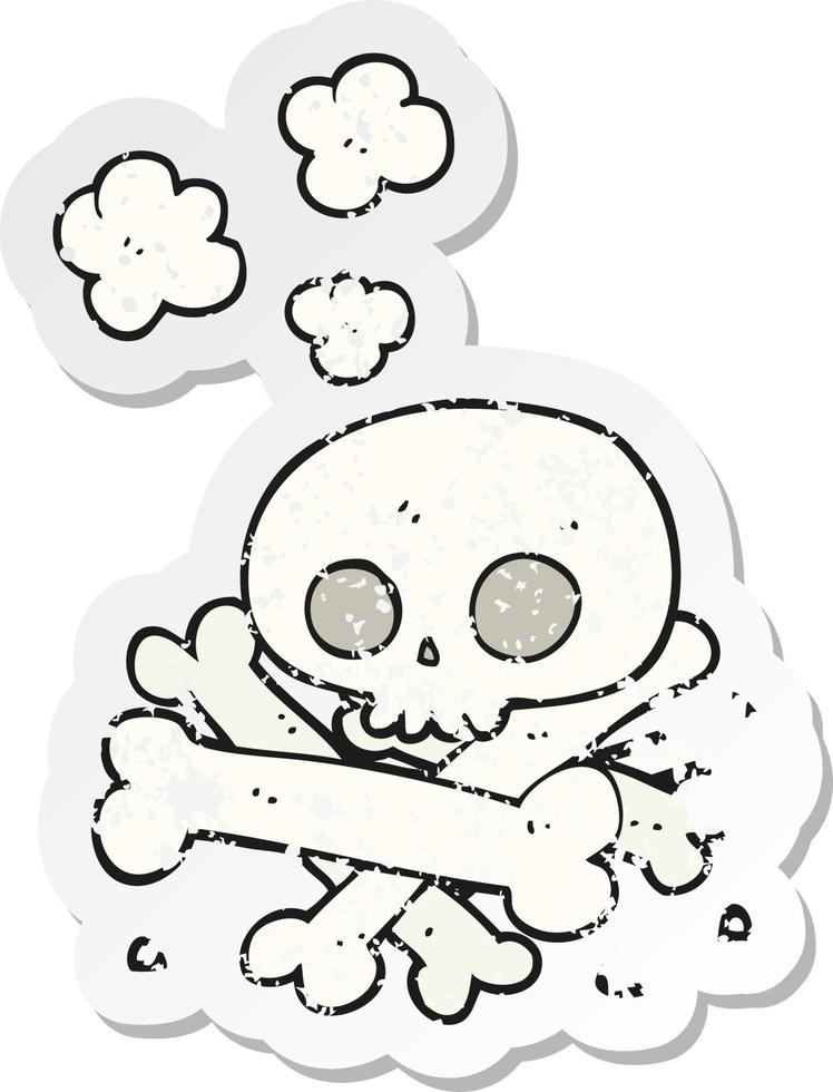 retro distressed sticker of a cartoon pile of bones vector