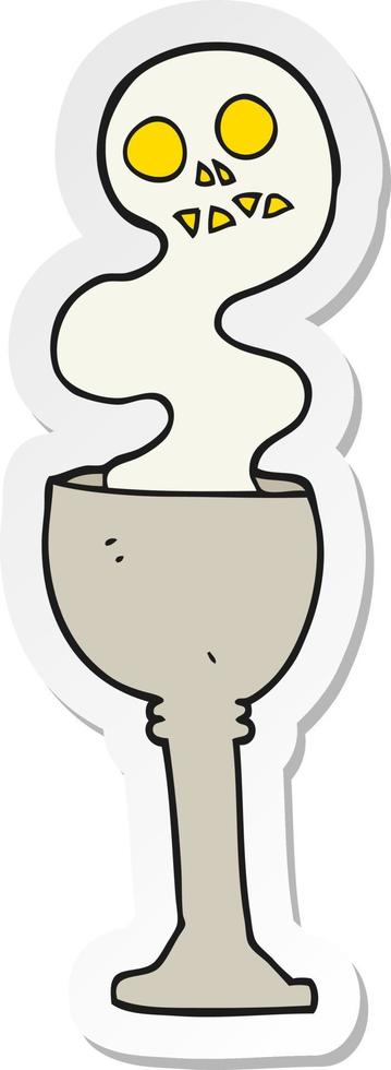 sticker of a cartoon spooky halloween goblet vector