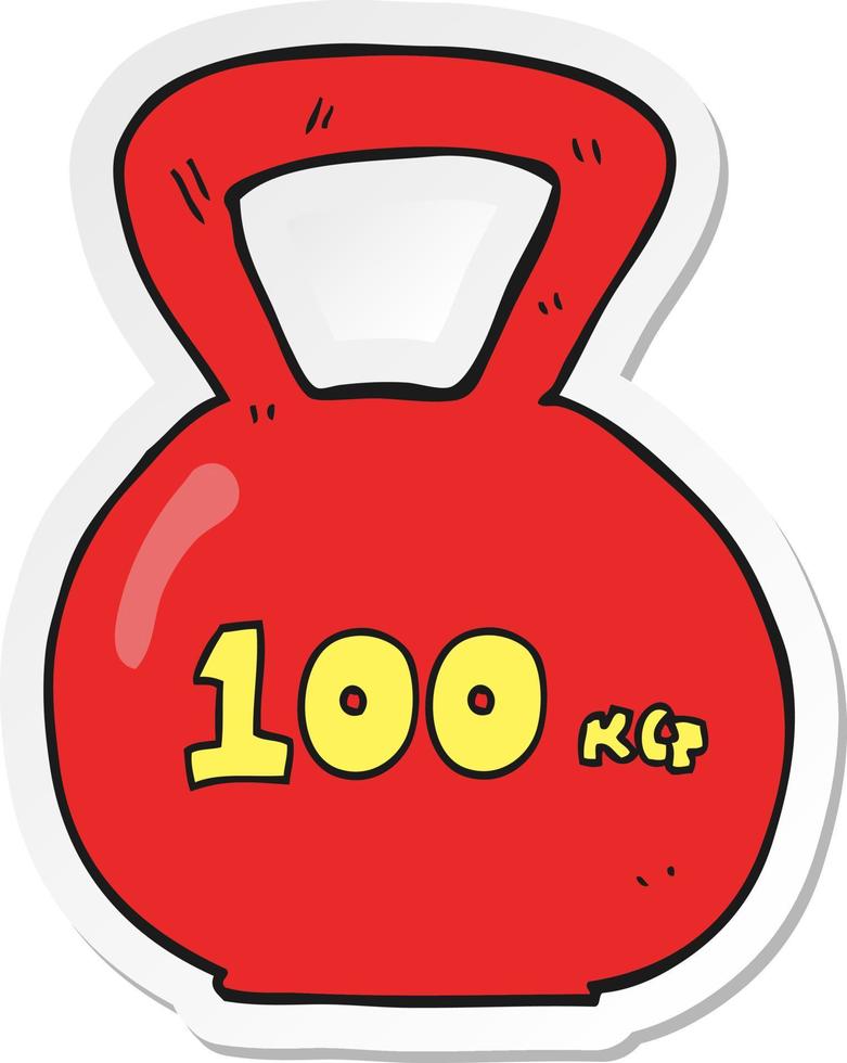 sticker of a cartoon 100kg kettle bell weight vector