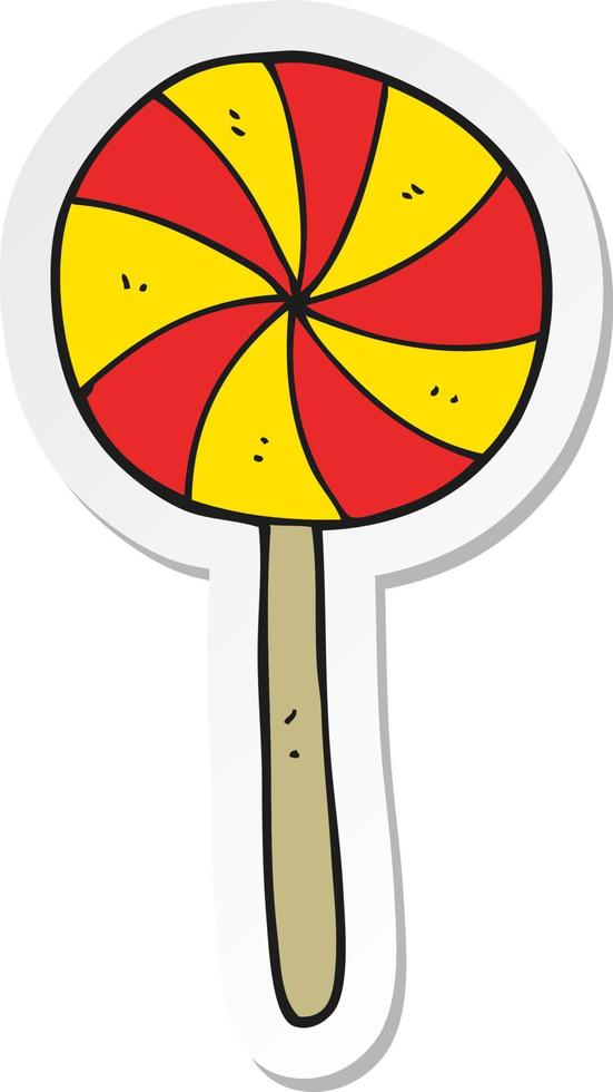 sticker of a cartoon candy lollipop vector