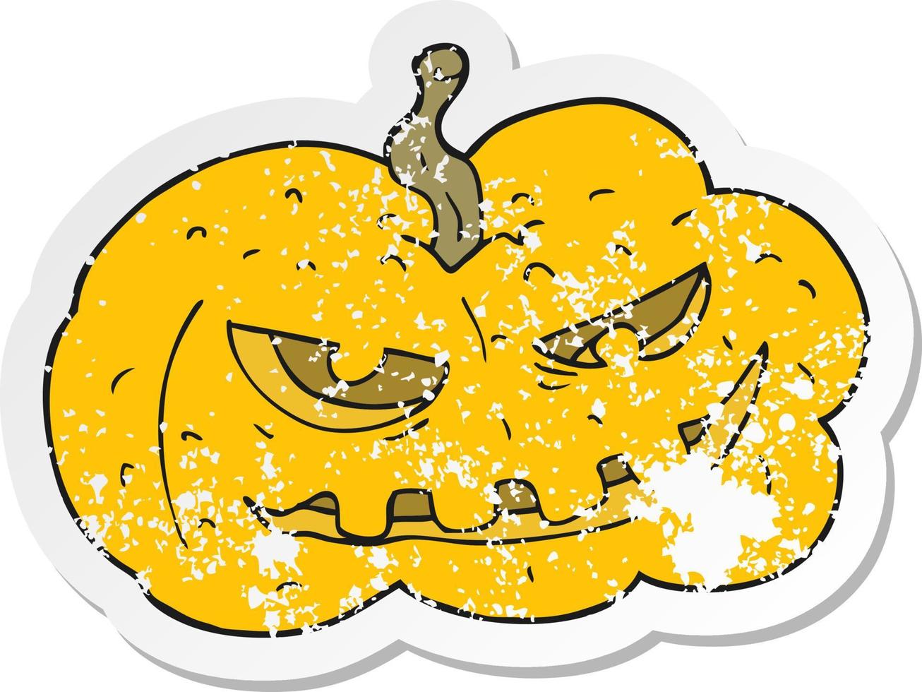 pegatina retro angustiada de una calabaza de halloween de dibujos animados vector