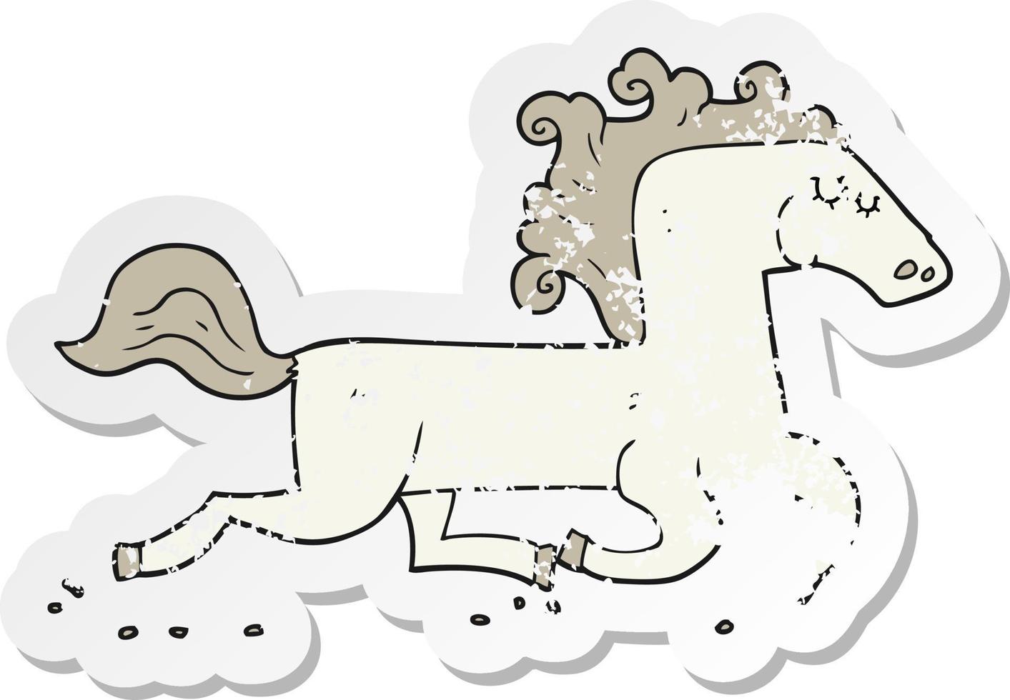 retro distressed sticker of a cartoon running horse vector