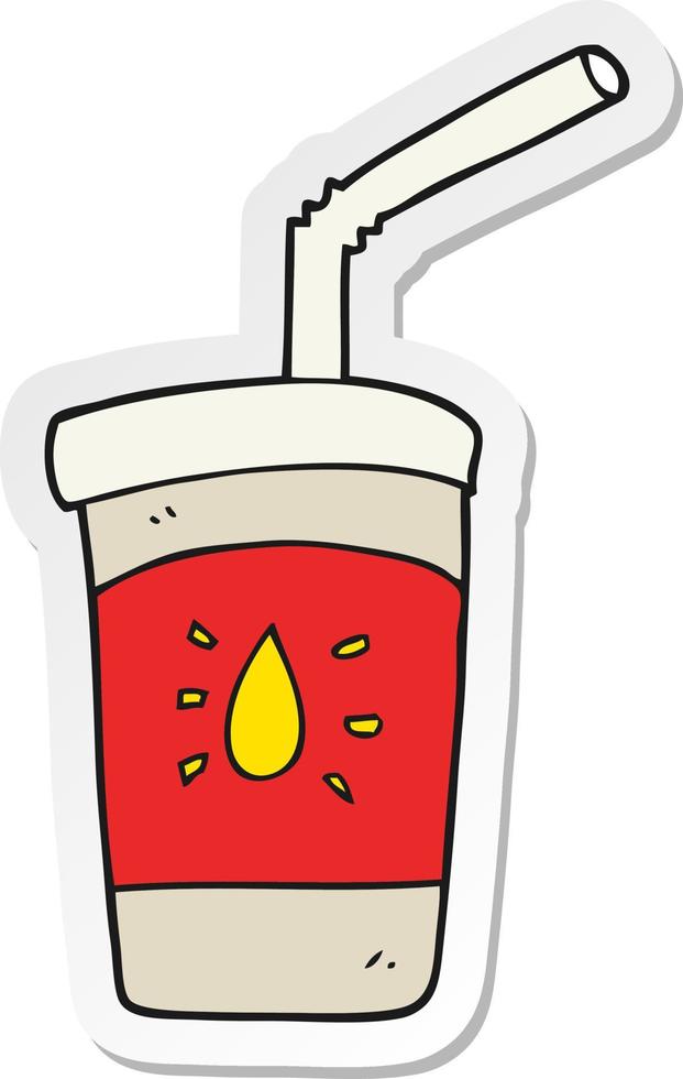 sticker of a cartoon soda drink vector