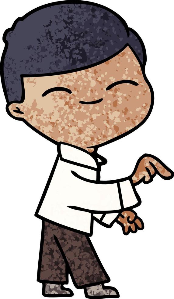 cartoon smiling boy pointing vector