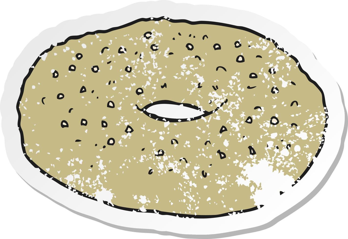 retro distressed sticker of a cartoon bagel vector