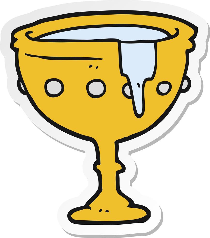 sticker of a cartoon medieval cup vector