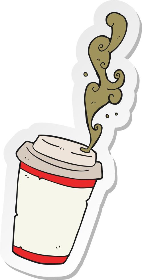 sticker of a cartoon take out coffee vector