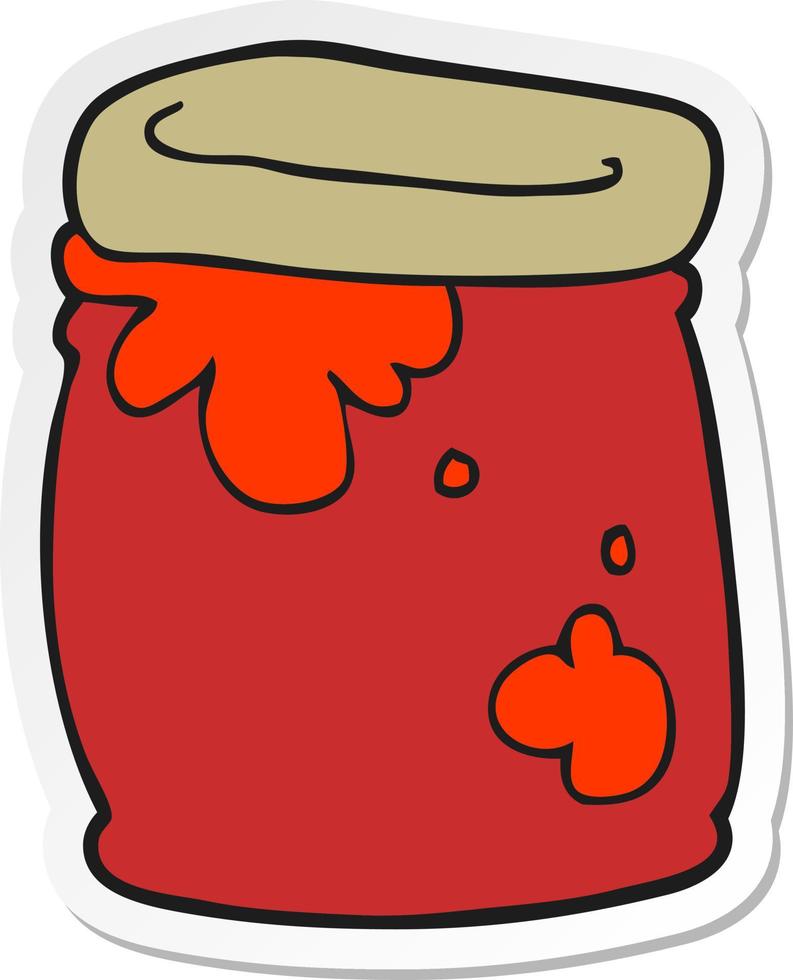 sticker of a cartoon jar of jam vector