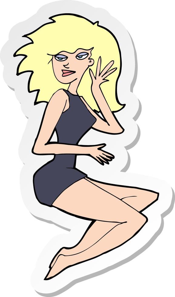 sticker of a cartoon sexy woman vector