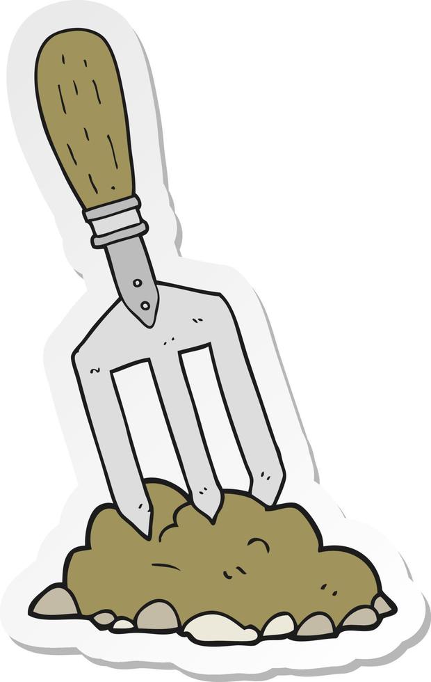 sticker of a cartoon garden fork vector