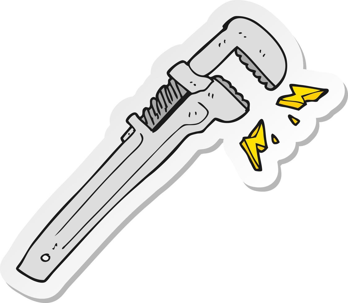 sticker of a cartoon adjustable wrench vector