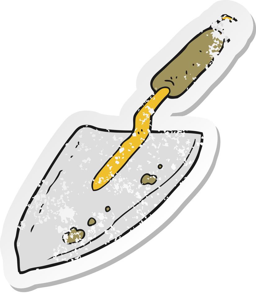 retro distressed sticker of a cartoon garden trowel vector