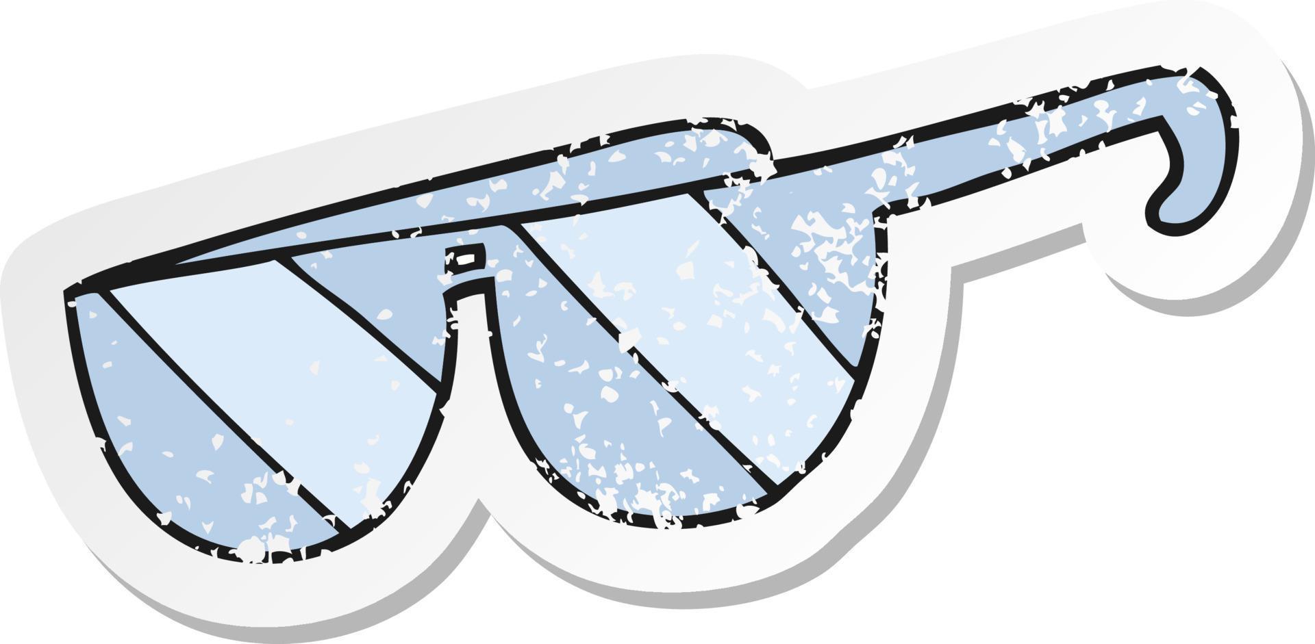 retro distressed sticker of a cartoon glasses vector