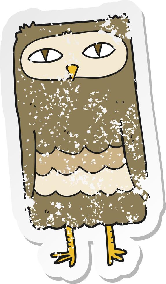 retro distressed sticker of a cartoon owl vector